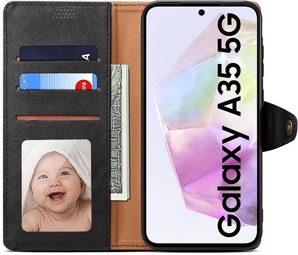 Mobiltelefon tok Lenuo Leather Samsung Galaxy A35 fekete flip tok ...