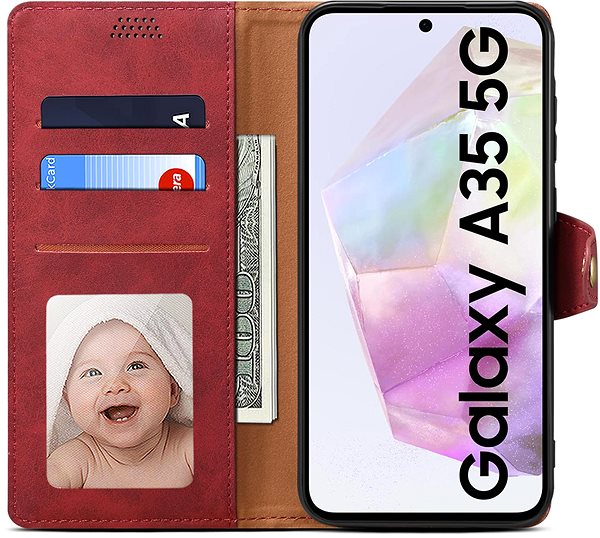 Handyhülle Lenuo Leather Flip Case für das Samsung Galaxy A35 rot ...
