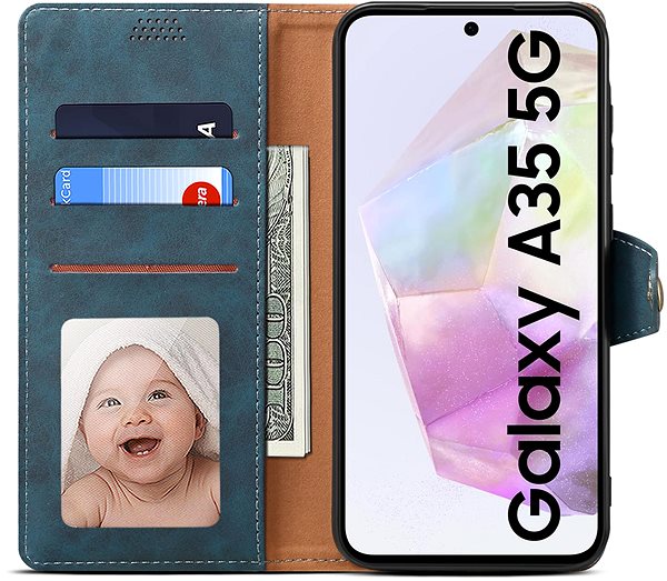 Handyhülle Lenuo Leather Flip Case für das Samsung Galaxy A35 blau ...