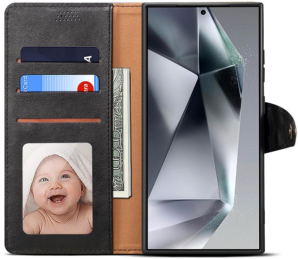Mobiltelefon tok Lenuo Leather Samsung Galaxy S24 Ultra fekete flip tok ...