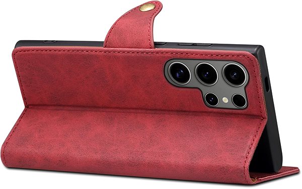 Mobiltelefon tok Lenuo Leather Samsung Galaxy S24 Ultra piros flip tok ...