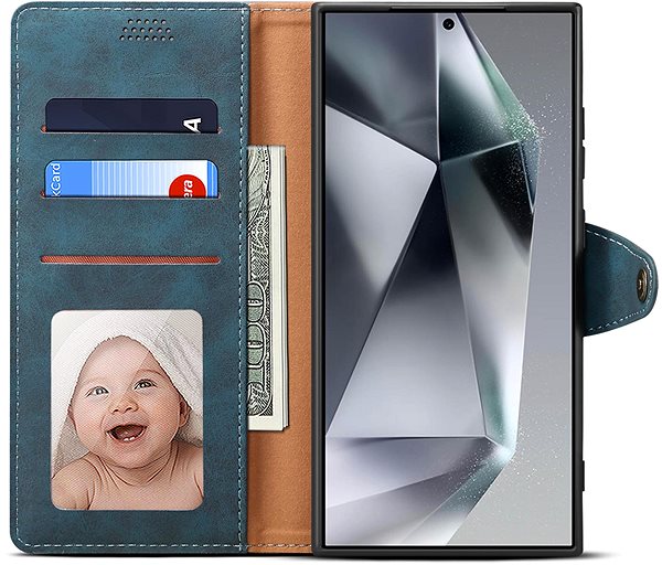 Handyhülle Lenuo Leather Flip Case für das Samsung Galaxy S24 Ultra blau ...