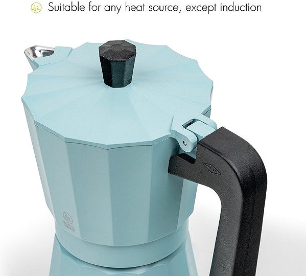 Moka Pot LEOPOLD VIENNA Moshi, aluminium, mint, 6 cups, height 21 cm, length 17,5 cm ...