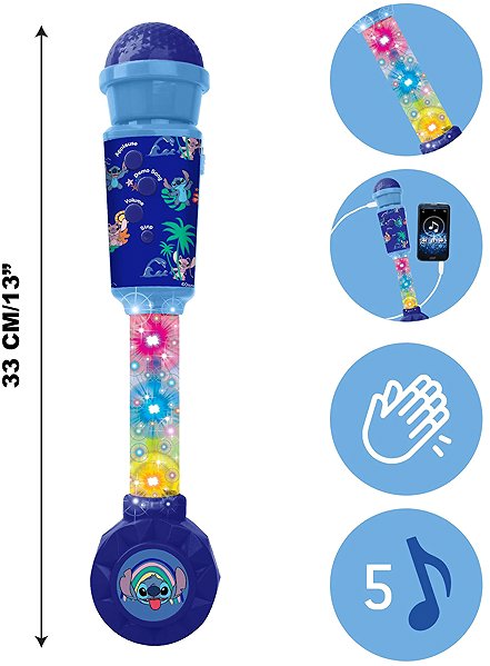 Lexibook Luminous trendy microphone with melodies - Disney Stitch children's microphone.