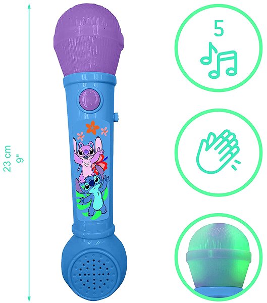 Lexibook Luminous microphone with melodies - Disney Stitch children's microphone.