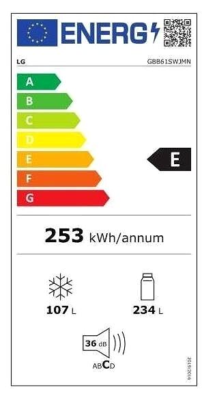 Hűtőszekrény LG GBB61SWJMN Energia címke