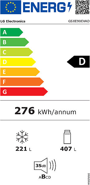American Refrigerator LG GSXE90EVAD Energy label