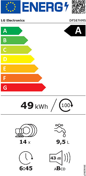 LG DF587HMS Dishwasher Energy Label