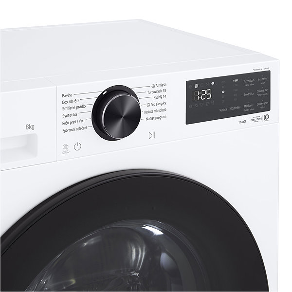 LG F2X50S8TLB slimline steam washing machine.
