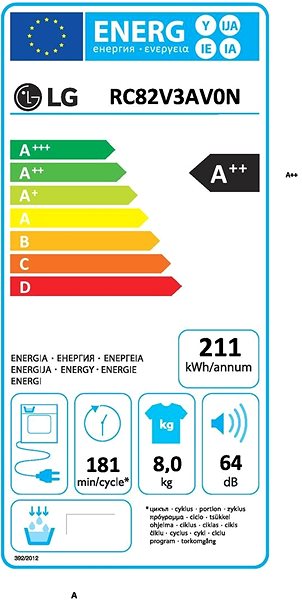 Clothes Dryer LG RC82V3AV0N Energy label