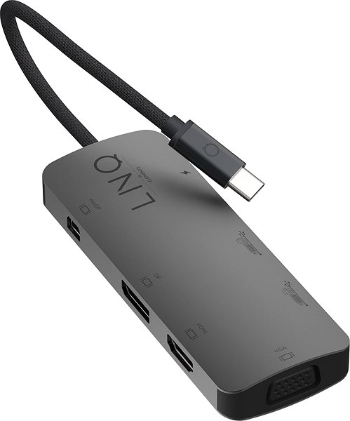 Port-Replikator LINQ 7in1 4K Triple Display HDMI Adapter with PD and Peripheral Ports - Space Grey ...