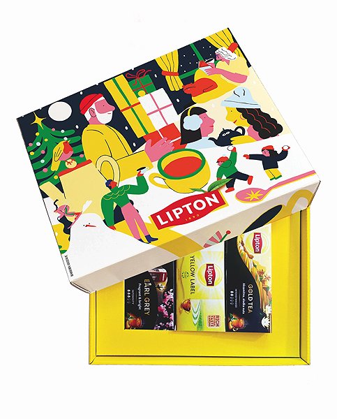 Tea Lipton Christmas selection of black teas 75 bags, gift box .