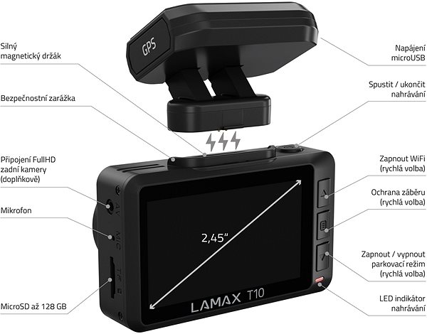 Dash Cam LAMAX T10 4K GPS (with Radar Reporting) Features/technology
