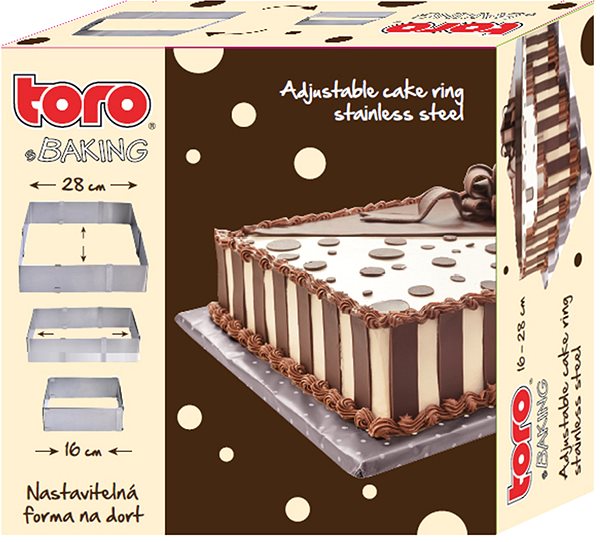Baking Mould Toro Adjustable Mould for Cakes 16-28/5cm, Rectangular Packaging/box