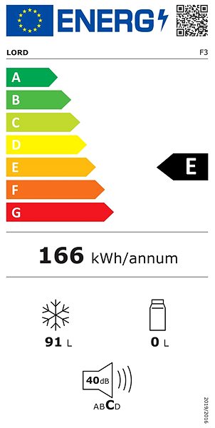 Upright Freezer LORD F3 Energy label
