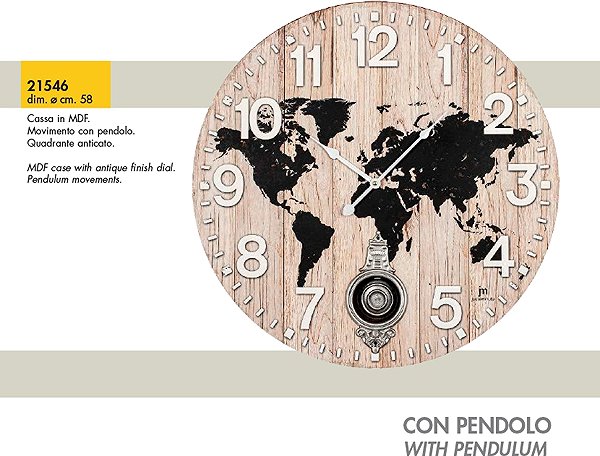 Wall Clock LOWELL Design pendulum clock 21546 58 cm ...