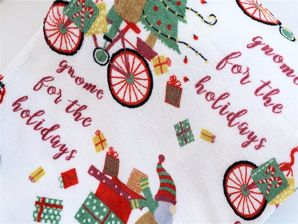 Deka TEXTILOMANIE Biela vianočná mikroplyšová deka Santa na bicykli 180 × 200 cm ...