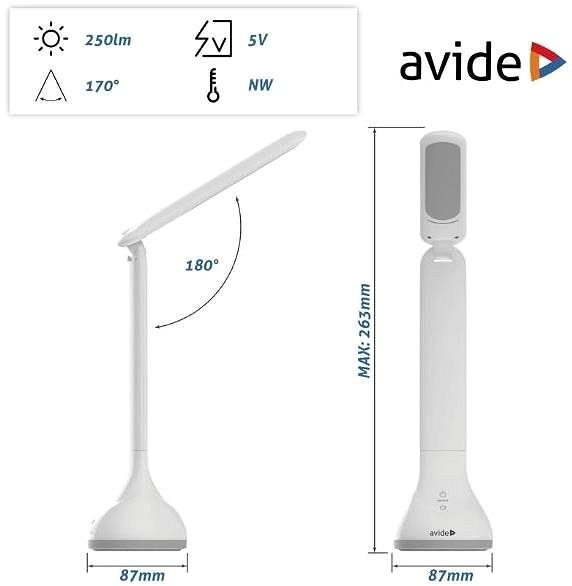 Stolní lampa Avide Nabíjecí stmívatelná LED lampa 4W RGB bílá ...