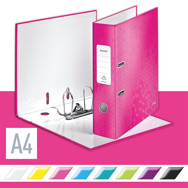 Ring Binder Leitz 180° WOW A4 80mm Pink Features/technology
