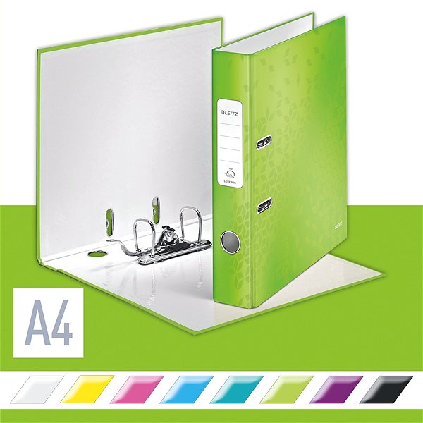 Ring Binder LEITZ 180° WOW A4 52 mm green, pack of 5 + AlzaCafé as a gift Features/technology