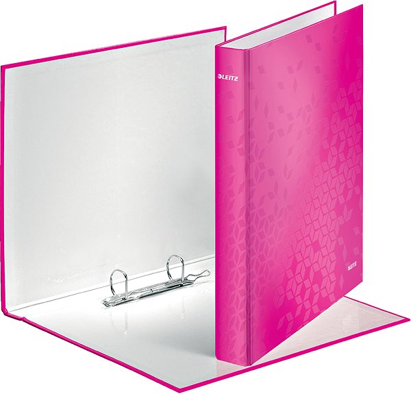 Ring Binder Leitz WOW A4 Maxi Double Ring 40mm Pink Lateral view