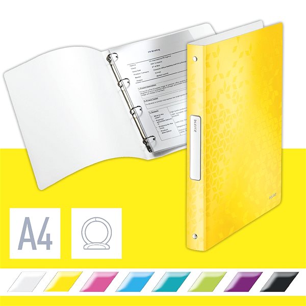 Ring Binder Leitz WOW A4 25mm Yellow Features/technology
