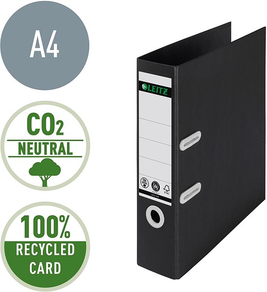 Ring Binder Leitz RECYCLE 180° 80mm Black Features/technology