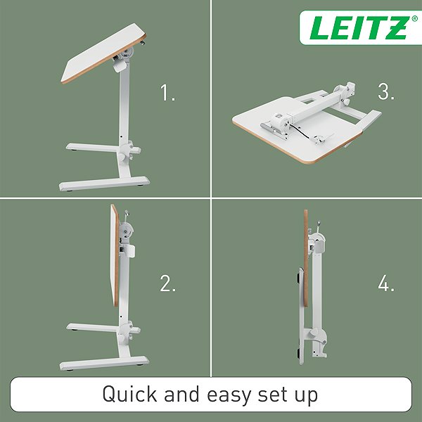 Height Adjustable Desk LEITZ Ergo foldable 65 x 46 cm, white ...