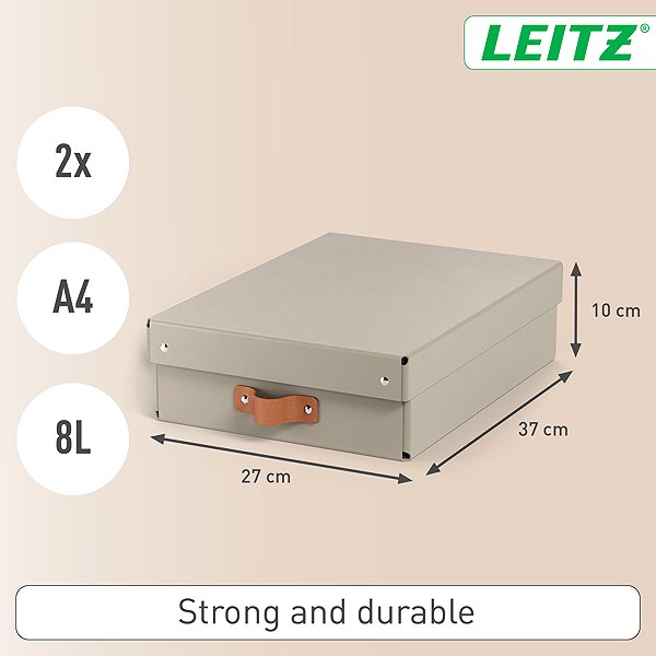 Aufbewahrungsbox LEITZ Puro, Größe M niedrig, beige - 2er-Set ...