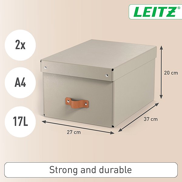 Aufbewahrungsbox LEITZ Puro, Größe M, beige - 2er-Set ...