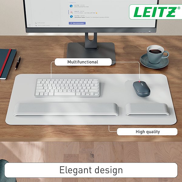 Mouse Pad LEITZ recycled leather 36 x 70 cm, light grey ...