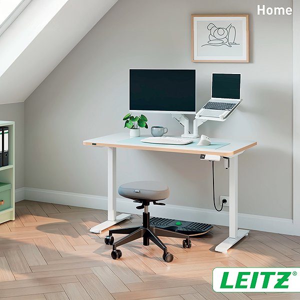 Height Adjustable Desk LEITZ Ergo electric 120 x 70 cm, white ...
