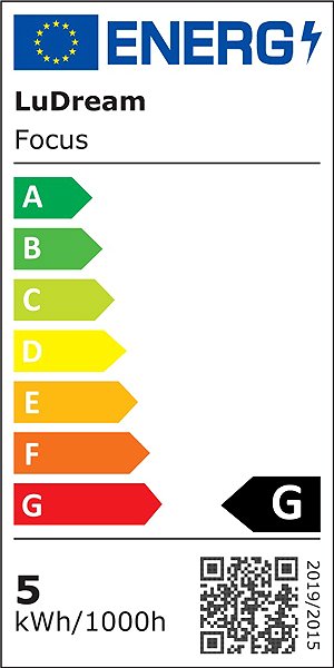 Stolová lampa LuDream Focus Black LED stolná lampa bez modrej zložky Energetický štítok