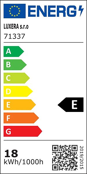 Deckenleuchte Luxera Prezent Iridio LED 18 W 3CCT, dimmbare Deckenleuchte, weiß Energielabel