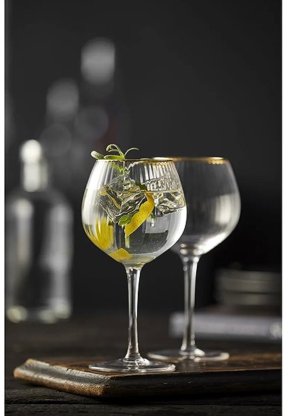 Glas Lyngby Glas Gin & Tonic Gläser-Set 650 ml 4 Stück Palermo Gold ...