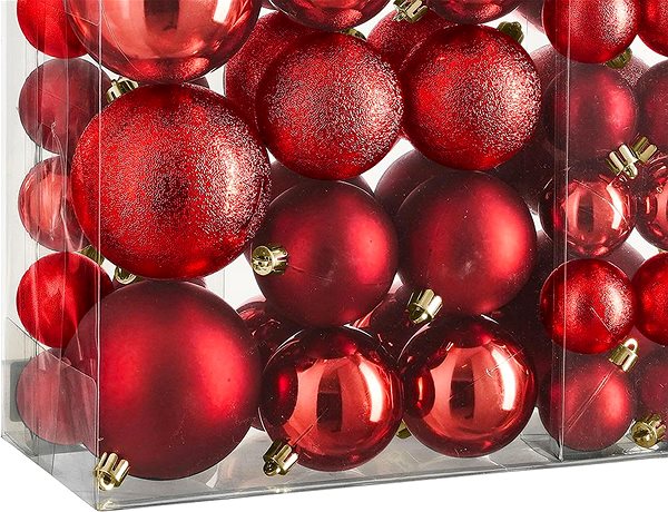 Karácsonyfadísz LAALU díszkészlet: vegyes piros díszek 4, 6, 8 cm, 46 db ...
