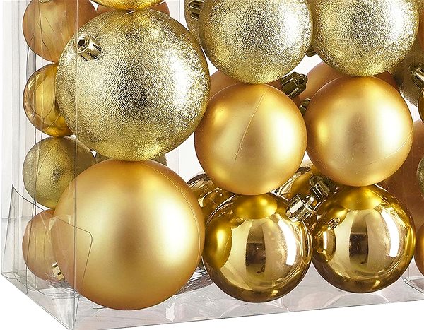 Karácsonyfadísz LAALU díszkészlet: vegyes kerek arany díszek 4, 6, 8 cm, 46 db ...