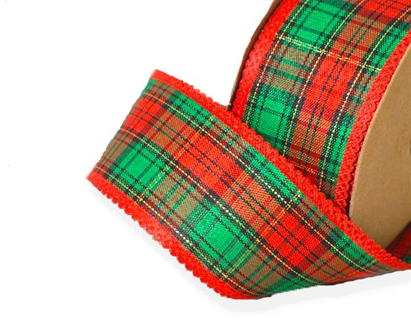 Ribbon LAALU Ribbon - red/green plaid, 4 x 270 cm .