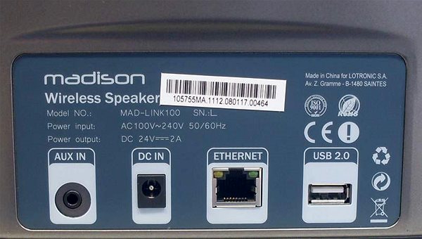 Radio Madison MAD-LINK100 Connectivity (ports)