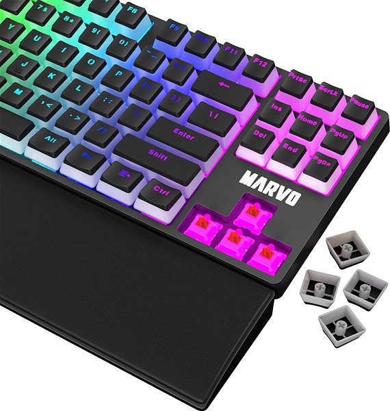 Gaming-Tastatur MARVO KG946 TKL Mechanical-Rot - US + Handballenauflage Mermale/Technologie