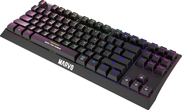 Gaming-Tastatur MARVO KG953WEN-B 60% Mechanical-Blau Babellos - US Seitlicher Anblick