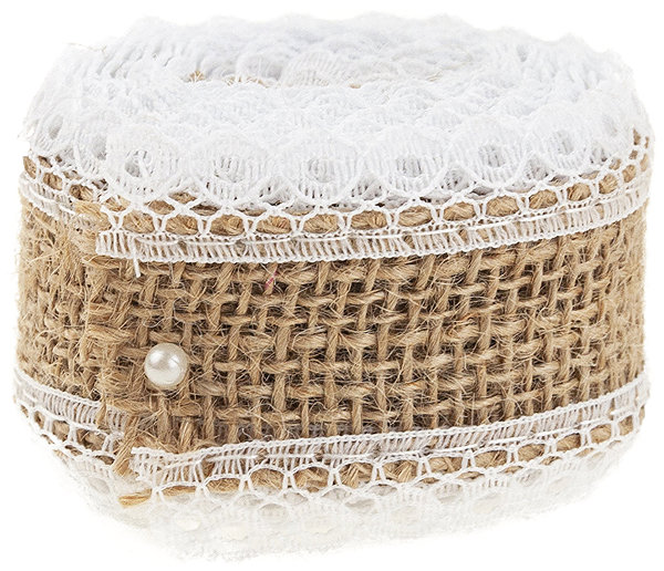 Ribbon Martom MDS Decorative jute ribbon with lace - 1,8 m .