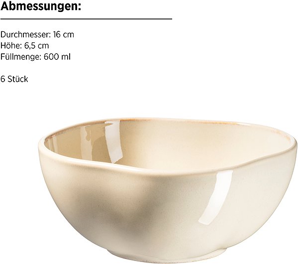 Set of bowls Mäser Set of bowls 16 cm 6 pcs, beige CORDELIA .