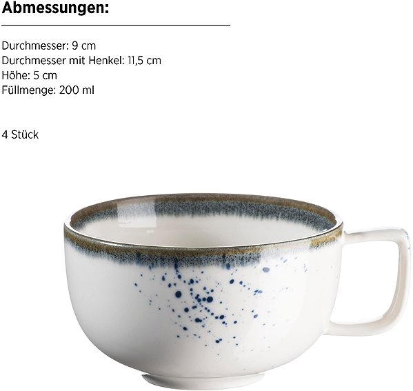 Set of cups Mäser Coffee set 200 ml 8 pcs, white with blue dots PINTAR .