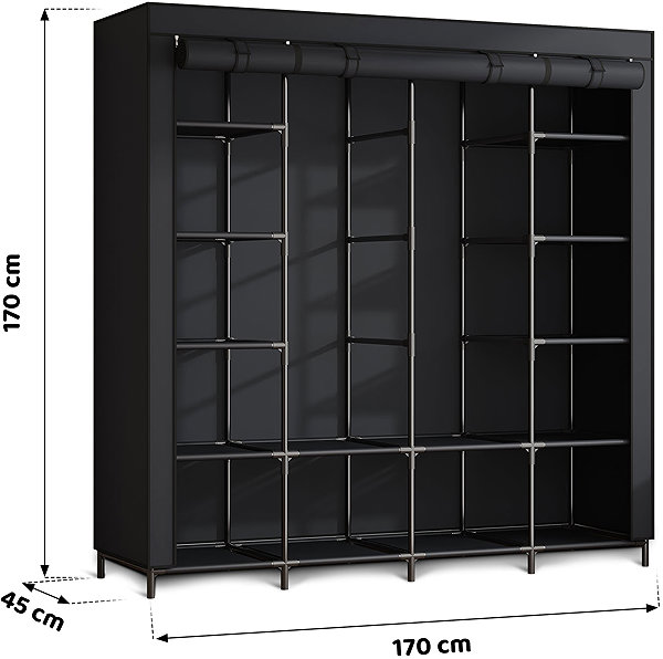 Massido MS-804 large fabric wardrobe black.