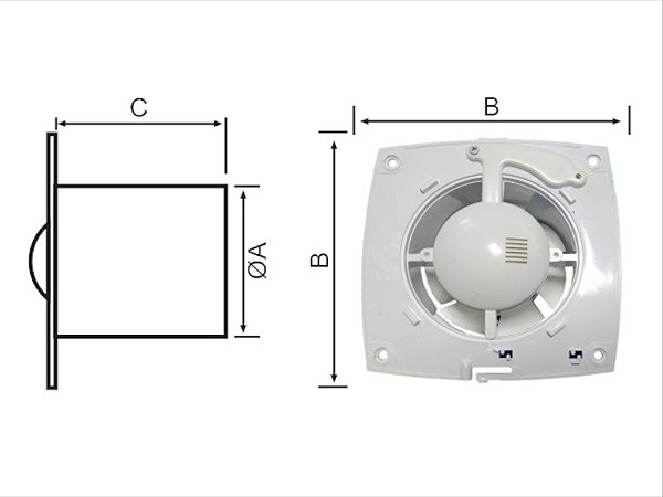MakTrade MTG A100M-K bathroom fan with damper, white .