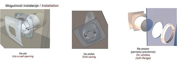 MakTrade MTG A100SXS-S-K bathroom fan with microwave sensor, flap, flange, silver .