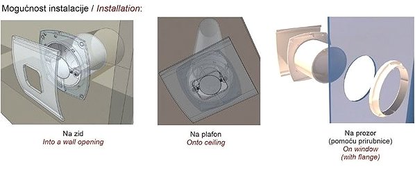 MakTrade MTG A120SXS-K bathroom fan with damper, silver .