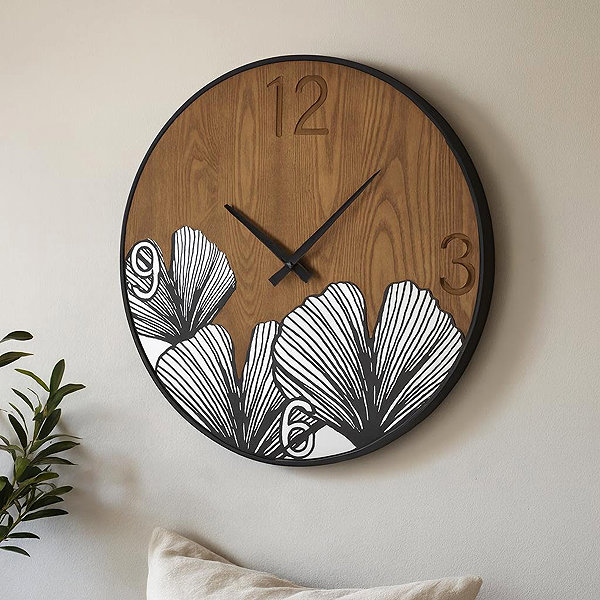 Wall Clock Mauro Ferretti Wall clock Wood, brown, diameter 60 cm ...
