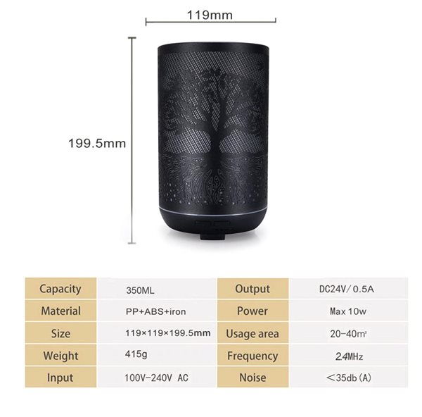 Aroma diffuser BOT aroma diffuser SDM1 tree motif - black 300 ml .